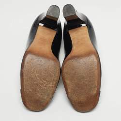 Pre Owned Chanel Black Patent Leather CC Pearl Heel Pumps Size 39.5