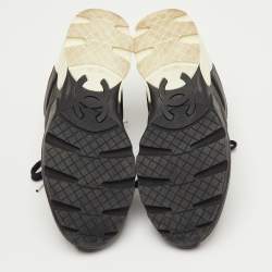 Pre Owned Chanel Black/White Leather CC Low Top Sneakers Size 36