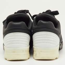 Pre Owned Chanel Black/White Leather CC Low Top Sneakers Size 36