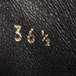 Pre Owned Chanel Black/Beige Leather High Top Sneakers Size 36.5