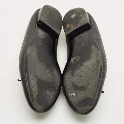 مملوكة مسبقًا Chanel Size 38.5 Black Karung Leather CC Bow Cap Toe Ballet Flats