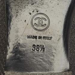 مملوكة مسبقًا Chanel Size 38.5 Black Karung Leather CC Bow Cap Toe Ballet Flats