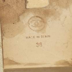 Pre Owned Chanel CC Crystal Embellished Size 36 Black Leather Espadrille Flat Slide