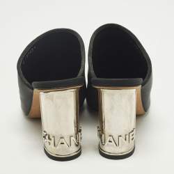 Pre Owned حذاء مفتوح الكعب شانيل سي سي جلد أسود مقدمة مغلقة مقاس 37