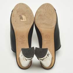 Pre Owned حذاء مفتوح الكعب شانيل سي سي جلد أسود مقدمة مغلقة مقاس 37