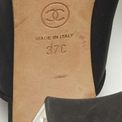 Pre Owned حذاء مفتوح الكعب شانيل سي سي جلد أسود مقدمة مغلقة مقاس 37