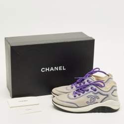 مملوكة مسبقًا Chanel Interlocking CC Size 36.5 Grey Mesh Low Top Sneakers