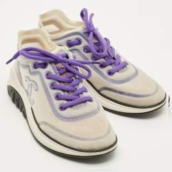 مملوكة مسبقًا Chanel Interlocking CC Size 36.5 Grey Mesh Low Top Sneakers