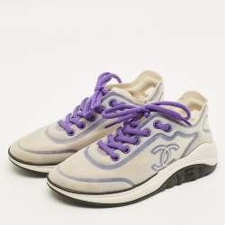 مملوكة مسبقًا Chanel Interlocking CC Size 36.5 Grey Mesh Low Top Sneakers