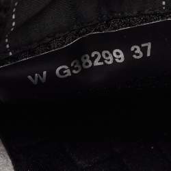 Pre Owned حذاء رياضي شانيل CC مقاس 37 جلد شبك وزي مقلوب أبيض/أسود منخفظ من أعلى