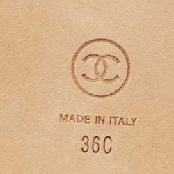 Pre Owned Chanel CC Chain Logo Size 36 Red Suede Ankle Strap Sandals