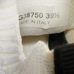 Pre Owned حذاء رياضي شانيل سي سي قماش محبوك أبيض/أسود مقاس 39.5