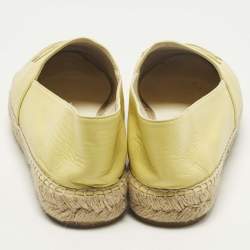 Pre Owned Chanel CC Size 40 Green Leather Espadrille Flats