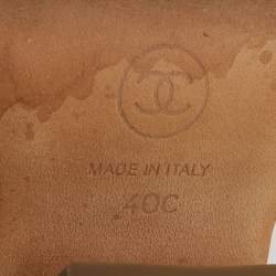 Pre Owned صندل بكعب من الفلين شانييل بسترو أسود جيلي ورباط عند الكاحل مقاس 39