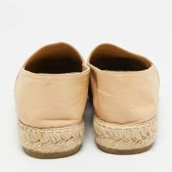 مملوكة مسبقًا Chanel CC Interlock Logo Size 37 Beige/Black Leather Espadrille Flats