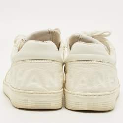 مملوكة مسبقًا Chanel CC Size 37.5 White Perforated Leather Low Top Sneakers