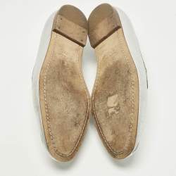 Pre Owned حذاء لوفرز شانيل سي سي جلد فضي مقاس 37.5