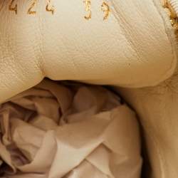 Pre Owned Chanel CC Size 39 Beige Fabric and Raffia Lace Up Espadrilles Sneakers