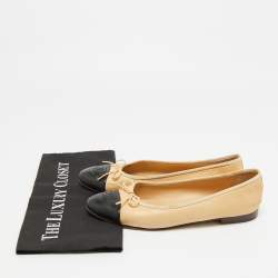 Pre Owned حذاء فلات باليه شانيل فيونكة سيات سي تو كاب جلد أسود مقاس 39