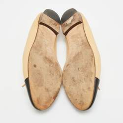 Pre Owned حذاء فلات باليه شانيل فيونكة سيات سي تو كاب جلد أسود مقاس 39