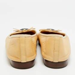 Pre Owned حذاء فلات باليه شانيل فيونكة سيات سي تو كاب جلد أسود مقاس 39