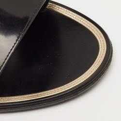 مملوكة مسبقًا Chanel Size 40 Black Leather CC Camellia Block Heel Slide Sandals