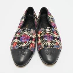 مملوكة مسبقًا حذاء لوفرز شانيل سي سي مقاس 40 جلد متعدد الألوان وتويد مقدمة مغلقة