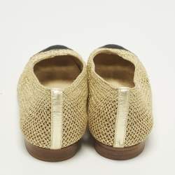 مملوكة مسبقًا Chanel CC Size 38 Gold/Black Woven Fabric and Canvas Ballet Flats