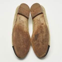مملوكة مسبقًا Chanel CC Size 38 Gold/Black Woven Fabric and Canvas Ballet Flats