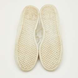 Pre Owned Chanel Size 39.5 White CC Check Canvas Low Top Sneakers