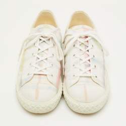 Pre Owned Chanel Size 39.5 White CC Check Canvas Low Top Sneakers