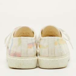 Pre Owned Chanel Size 39.5 White CC Check Canvas Low Top Sneakers