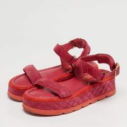 مملوكة مسبقًا Chanel Dad Size 39 Orange/Purple Suede Ankle Strap Sandals