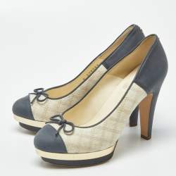 مملوكة مسبقًا حذاء كعب عالي شانيل شامواه بني/بورغندي CC مُنصة مقاس 38