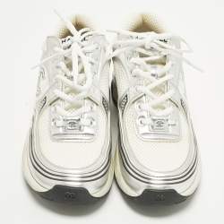 مملوكة مسبقًا حذاء رياضي شانيل جلد وجلد مقلوب متعدد الألوان شعار CC رباط علوي مقاس 36