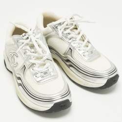 مملوكة مسبقًا حذاء رياضي شانيل جلد وجلد مقلوب متعدد الألوان شعار CC رباط علوي مقاس 36