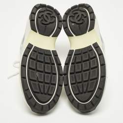 مملوكة مسبقًا حذاء رياضي شانيل جلد وجلد مقلوب متعدد الألوان شعار CC رباط علوي مقاس 36