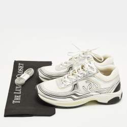 مملوكة مسبقًا حذاء رياضي شانيل جلد وجلد مقلوب متعدد الألوان شعار CC رباط علوي مقاس 36