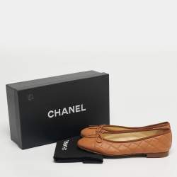 Pre Owned حذاء باليرينا فلات شانيل سي سي دانتيل أسود مقدمة مربوطة مقاس 36