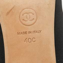 Pre Owned حذاء كعب عالي شانيل أسود قماش CC غطاء مقدمة كعب بلوك مقاس 40