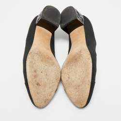 Pre Owned حذاء كعب عالي شانيل أسود قماش CC غطاء مقدمة كعب بلوك مقاس 40