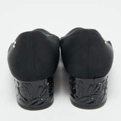 Pre Owned حذاء كعب عالي شانيل أسود قماش CC غطاء مقدمة كعب بلوك مقاس 40