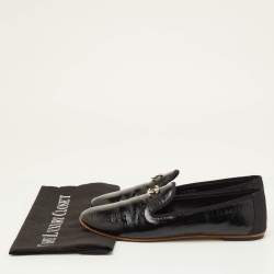 Pre Owned Chanel CC Size 40.5 Black Patent Leather Slip On Smoking Slippers