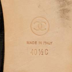 Pre Owned Chanel CC Size 40.5 Black Patent Leather Slip On Smoking Slippers