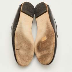 Pre Owned Chanel CC Size 40.5 Black Patent Leather Slip On Smoking Slippers