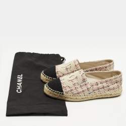 مملوكة مسبقًا حذاء إسبادريل فلات شانيل قماش وتويد متعدد الألوان بمقدمة مقوسة بشعار CC مقاس 36