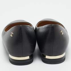 مملوكة مسبقًا حذاء باليرينا فلات شانيل شامواه أسود وجلد براءات اختراع مقاس 38.5