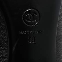 مملوكة مسبقًا حذاء باليرينا فلات شانيل شامواه أسود وجلد براءات اختراع مقاس 38.5