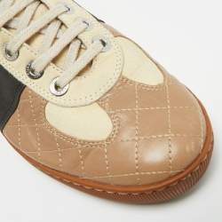 Pre Owned Chanel CC Size 40.5 Tricolor Quilted Leather High Top Sneakers