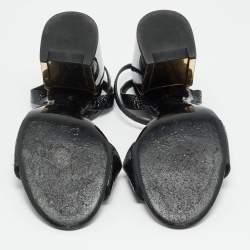 مملوكة مسبقًا Chanel Size 41 Black Leather  CC Pearl Embellished Ankle Strap Sandals